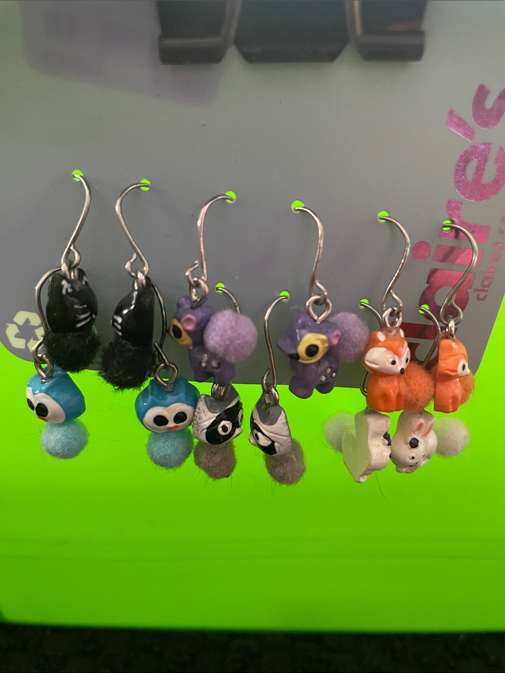 Animal Charm Earrings - Blue, Black, Purple, Orange, White